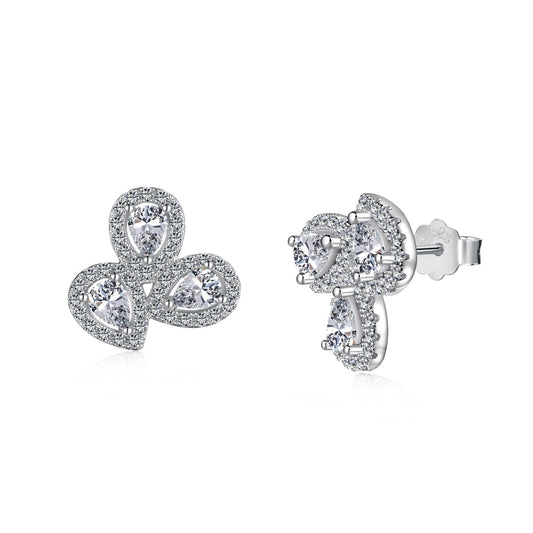 [Hinora Jewelry]Ornate Flower Shape Pear Cut Lover Earrings