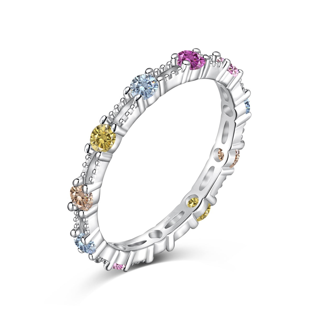 [Hinora Jewelry]Sparkling Colorful Round Cut Tennis Ring