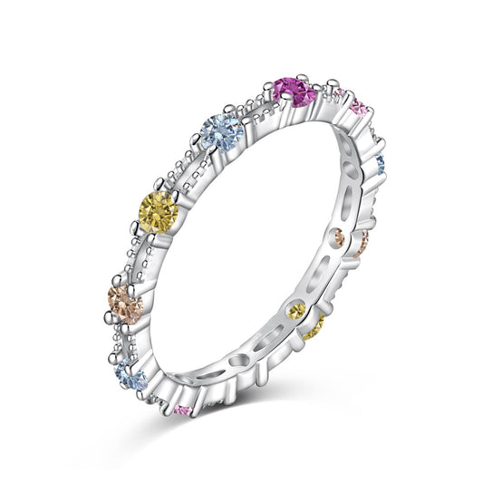 [Hinora Jewelry]Sparkling Colorful Round Cut Tennis Ring