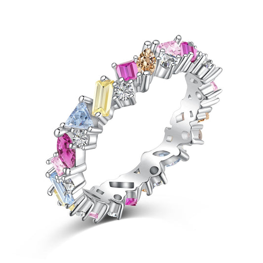 [Hinora Jewelry]Dazzling Polychromatic Multi cut Daily Ring
