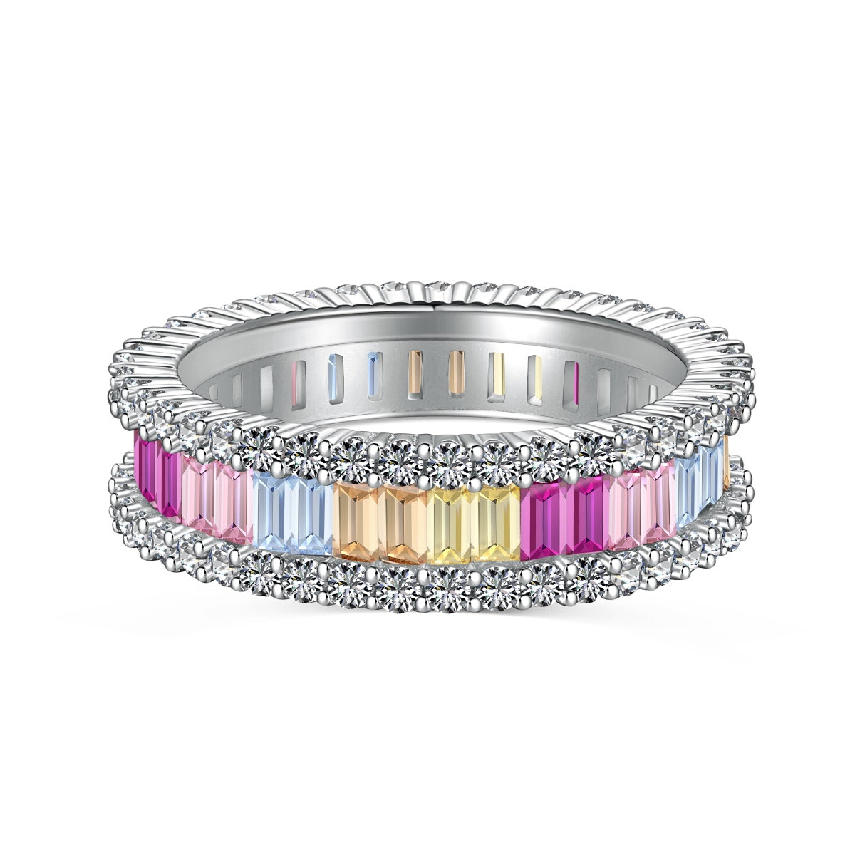 [Hinora Jewelry]Dainty Kaleidoscopic Emerald Cut Daily Ring