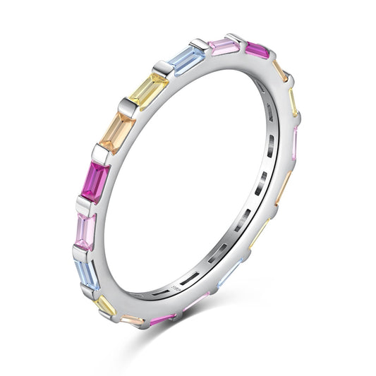 [Hinora Jewelry]Exquisite Multicolored Emerald Cut Daily Ring