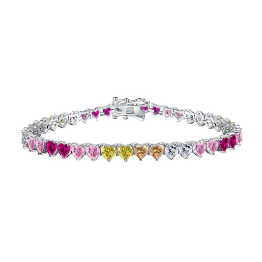 [Hinora Jewelry]Luxurious Colorful Romantic Heart Shape Lover Bracelet