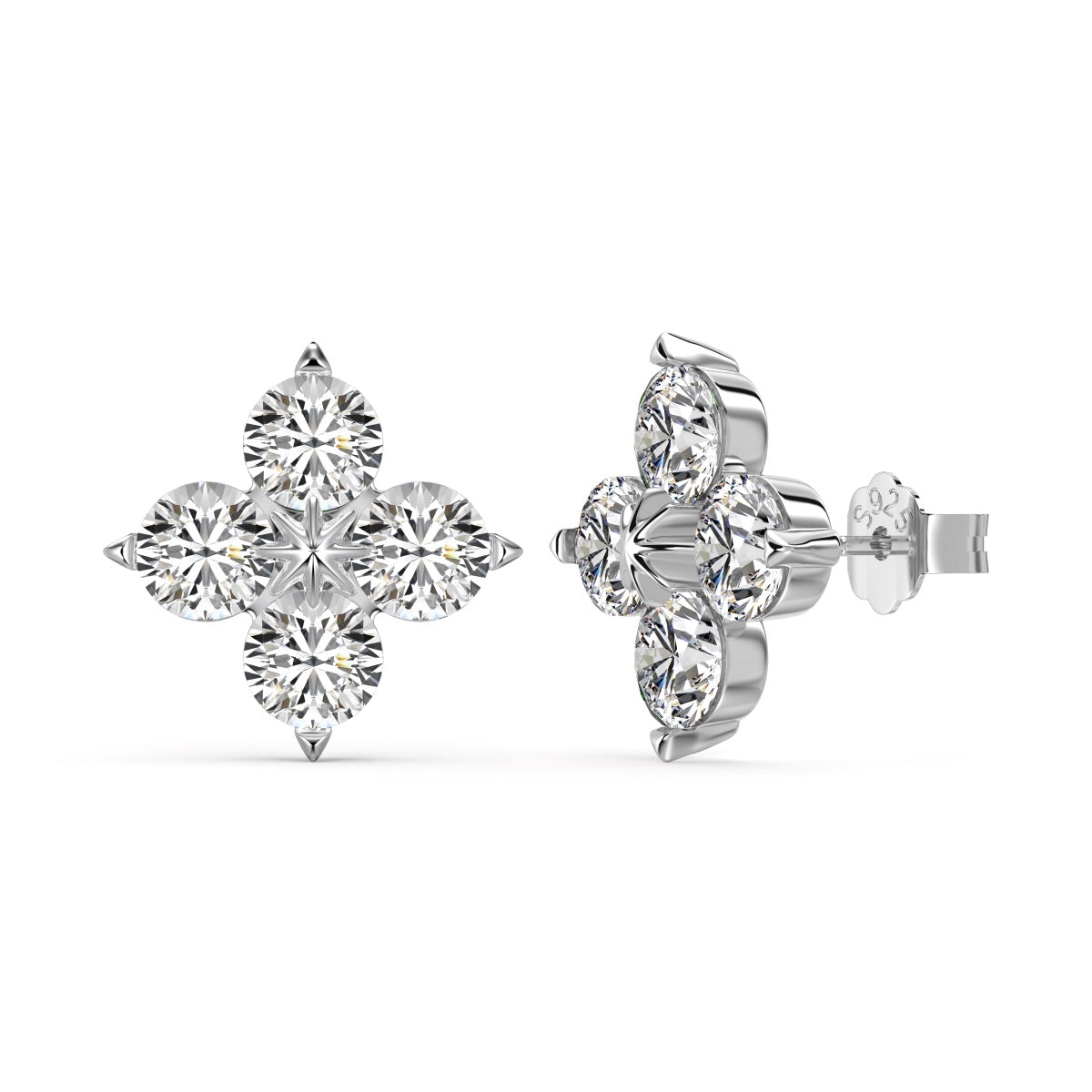 [Hinora Jewelry]Four-Leaf Clover Eight-Pointed Star Earrings