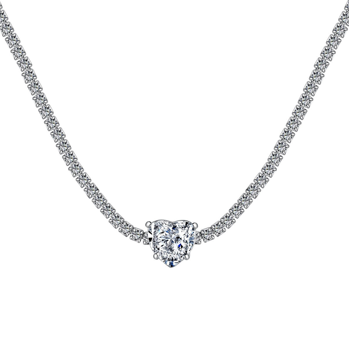 [Hinora Jewelry]2.0 Carat Sparkling Tennis Heart Cut Necklace