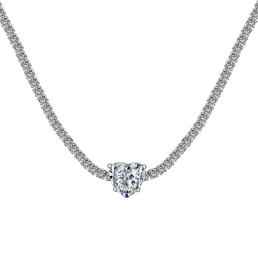 [Hinora Jewelry]2.0 Carat Sparkling Tennis Heart Cut Necklace
