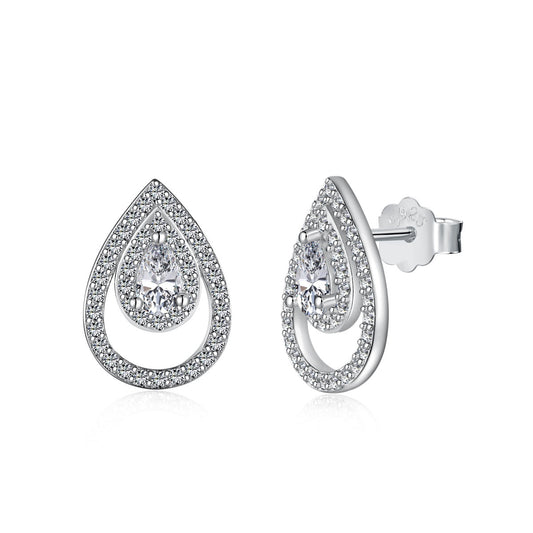 [Hinora Jewelry]Sparkling Delicate Water Drop Shape Daily Earrings
