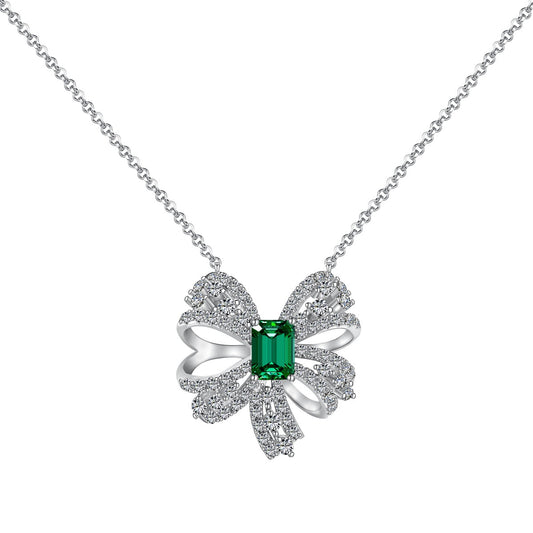 [Hinora Jewelry]Luxurious Flower Shape Emerald Cut Necklace