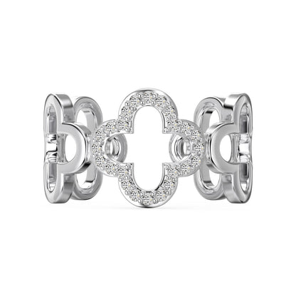 [Hinora Jewelry]Hollow Design Four-Leaf Clover Flower Shape Ring