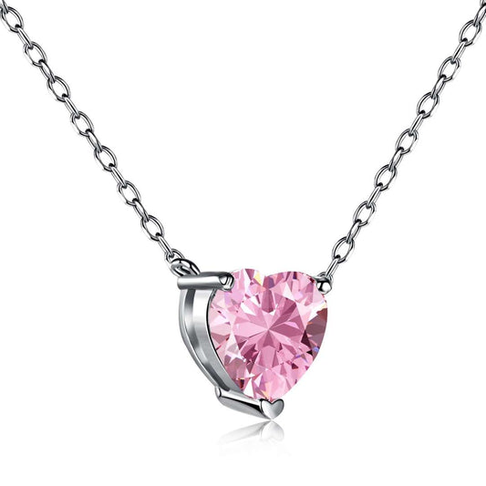 [Hinora Jewelry]Heart Shape Main Stone Pendant Collarbone Necklace
