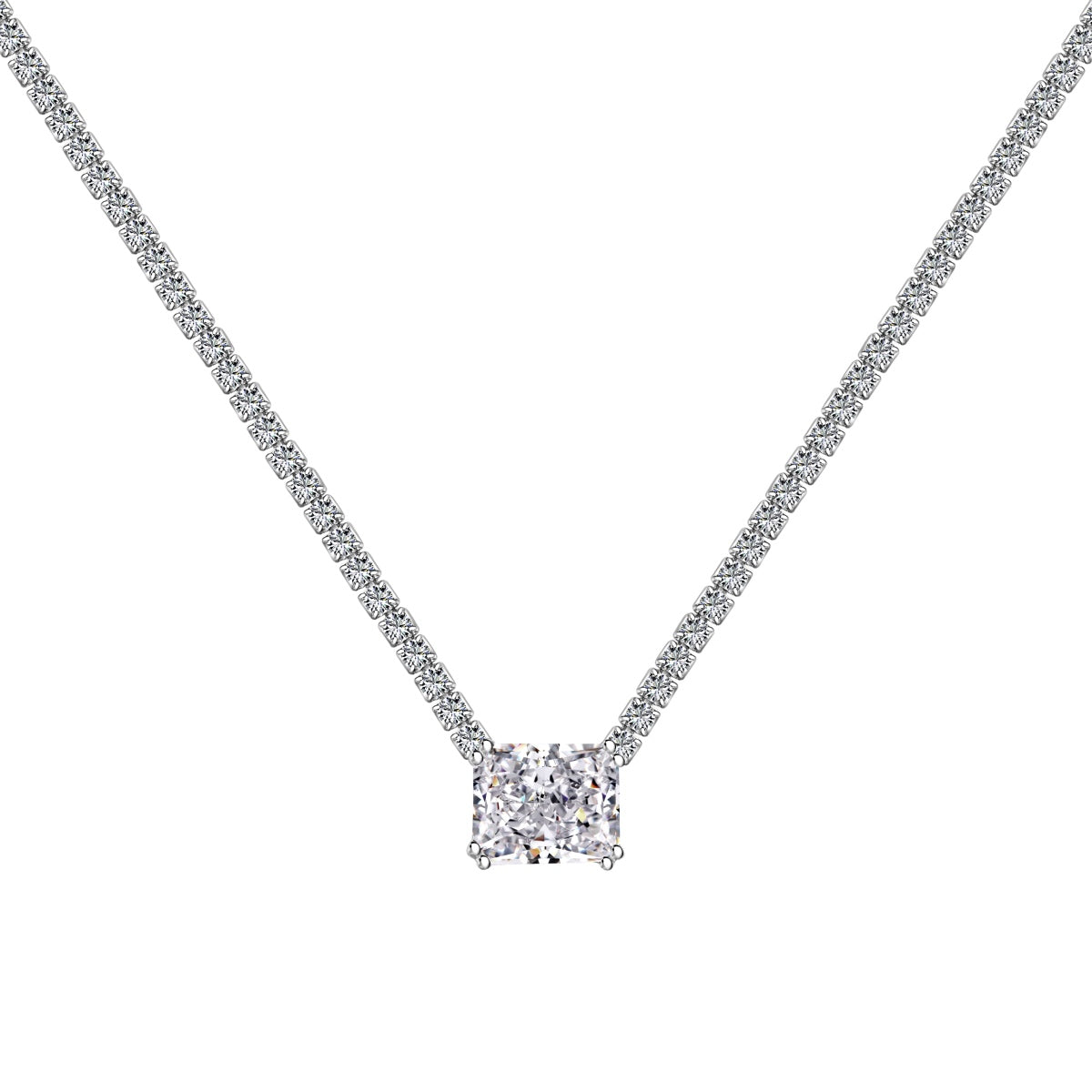 [Hinora Jewelry]4.0 Carat Elegant Radiant Cut Necklace