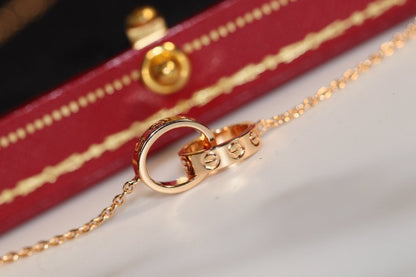[⭐Hinora Jewelry]LOVE NECKLACE PINK GOLD AND SILVER