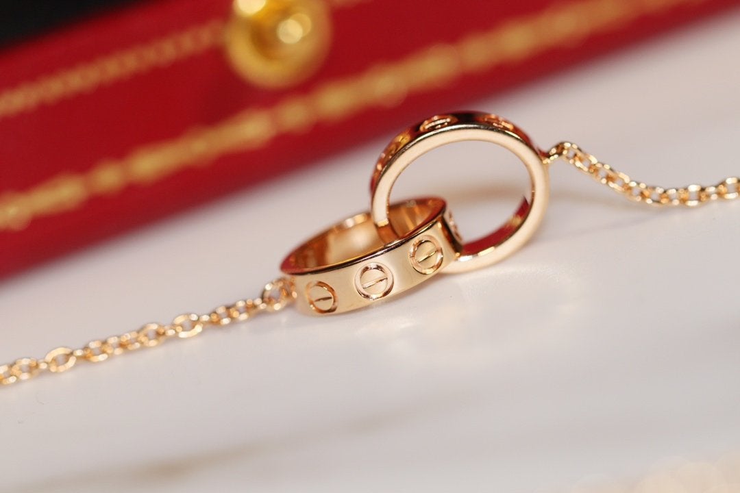 [⭐Hinora Jewelry]LOVE NECKLACE PINK GOLD AND SILVER