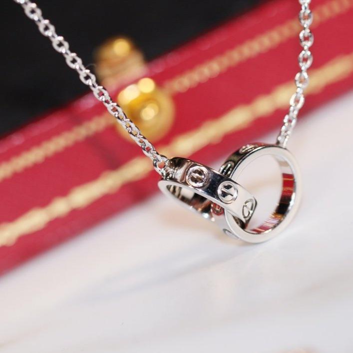 [⭐Hinora Jewelry]LOVE NECKLACE PINK GOLD AND SILVER