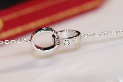 [⭐Hinora Jewelry]LOVE NECKLACE PINK GOLD AND SILVER