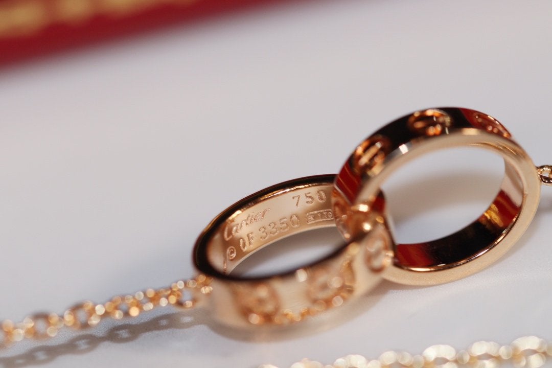 [⭐Hinora Jewelry]LOVE NECKLACE PINK GOLD AND SILVER