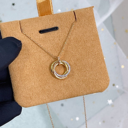 [⭐Hinora Jewelry]TRINITY NECKLACE SILVER GOLD PINK GOLD DIAMONDS