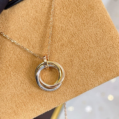 [⭐Hinora Jewelry]TRINITY NECKLACE SILVER GOLD PINK GOLD DIAMONDS