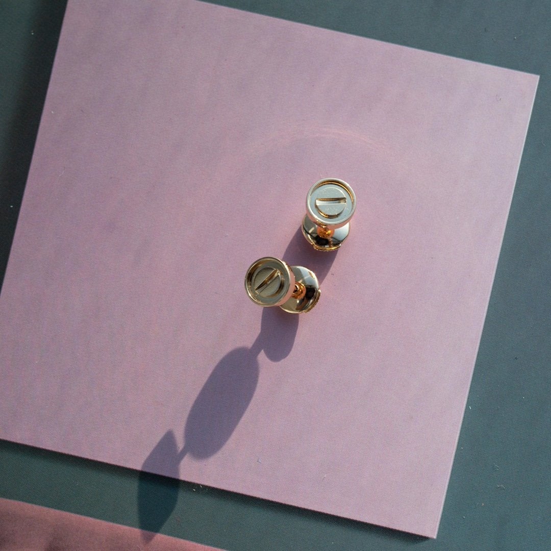 [⭐Hinora Jewelry]LOVE EARRINGS PINK GOLD 10MM