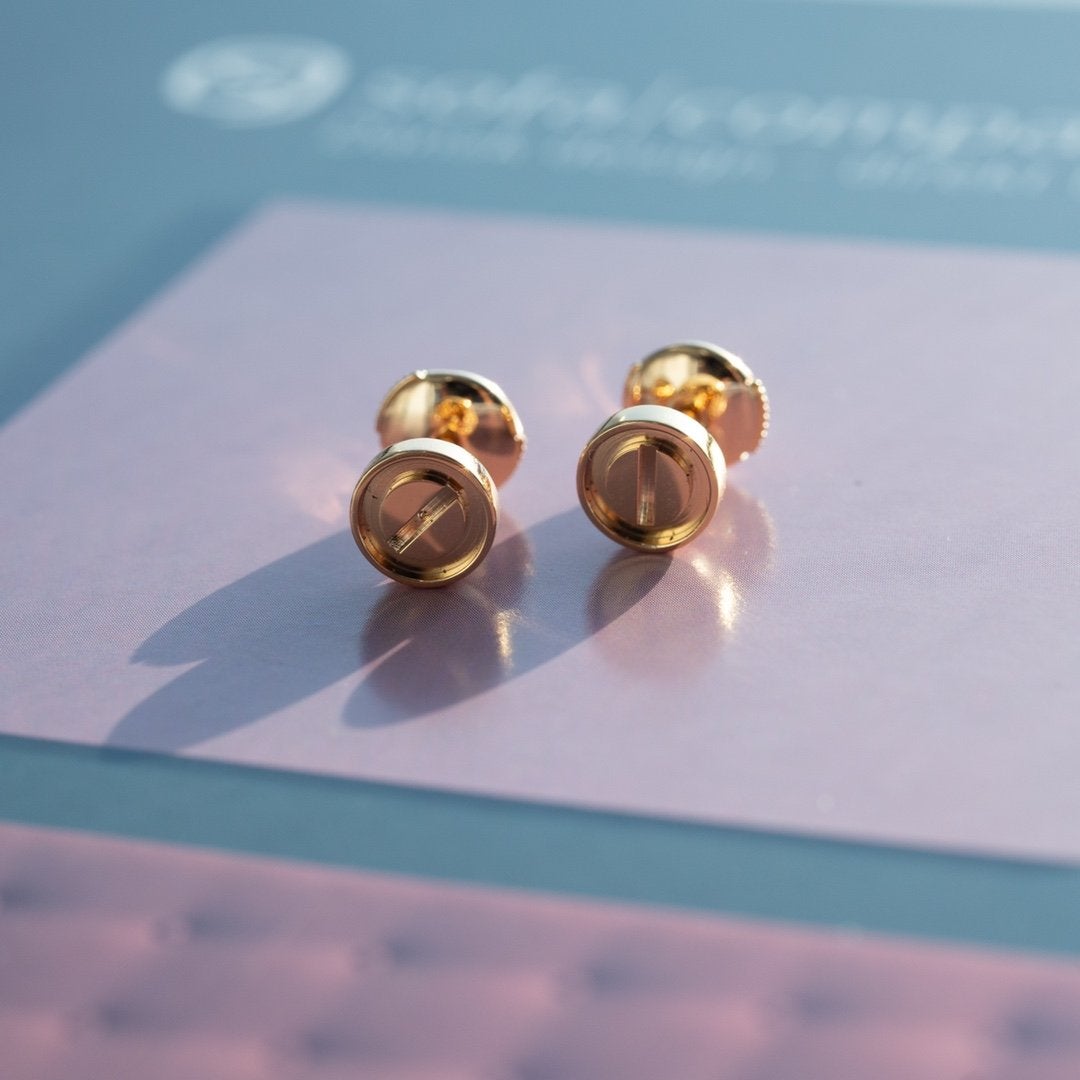 [⭐Hinora Jewelry]LOVE EARRINGS PINK GOLD 10MM