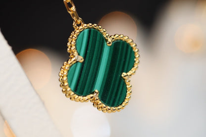 [⭐Hinora Jewelry]CLOVER EARRINGS GOLD MALACHITE DIAMOND 3 MOTIF