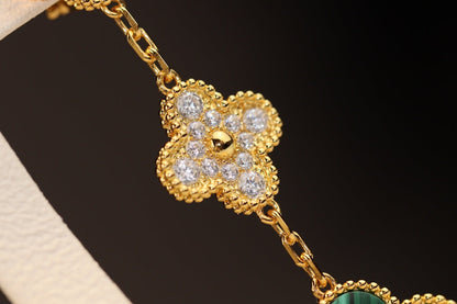 [⭐Hinora Jewelry]CLOVER EARRINGS GOLD MALACHITE DIAMOND 3 MOTIF