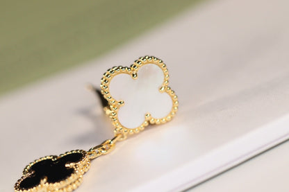 [⭐Hinora Jewelry]CLOVER EARRINGS GOLD ONYX MOP 3 MOTIF