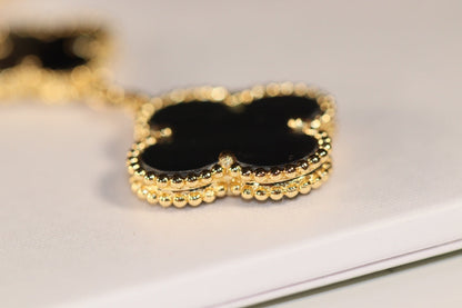 [⭐Hinora Jewelry]CLOVER EARRINGS GOLD ONYX MOP 3 MOTIF