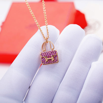 [⭐Hinora Jewelry]CONSTANCE PEDANT PURPLE DIAMOND NECKLACE