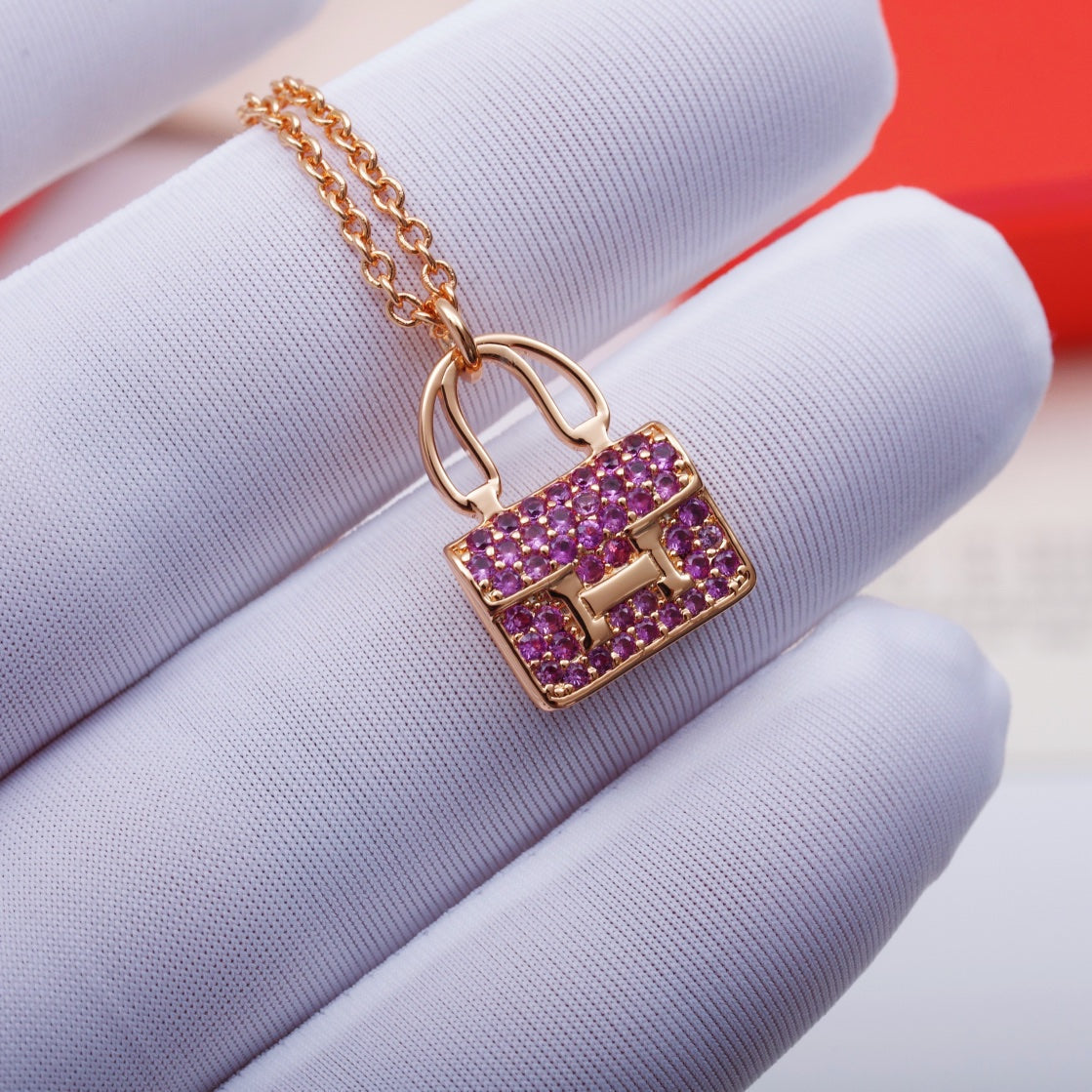 [⭐Hinora Jewelry]CONSTANCE PEDANT PURPLE DIAMOND NECKLACE