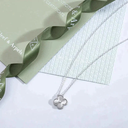 [⭐Hinora Jewelry]CLOVER  15MM DIAMOND LASER NECKLACE SILVER