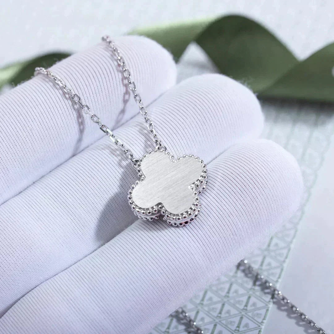 [⭐Hinora Jewelry]CLOVER  15MM DIAMOND LASER NECKLACE SILVER