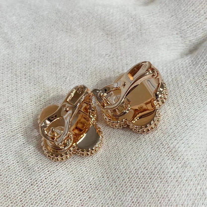 [⭐Hinora Jewelry]CLOVER MEDIUM 1 MOTIFS CARNELIAN  DIAMOND earrings