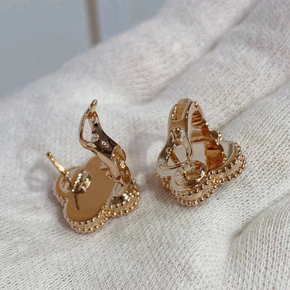 [⭐Hinora Jewelry]CLOVER MEDIUM 1 MOTIFS CARNELIAN  DIAMOND earrings