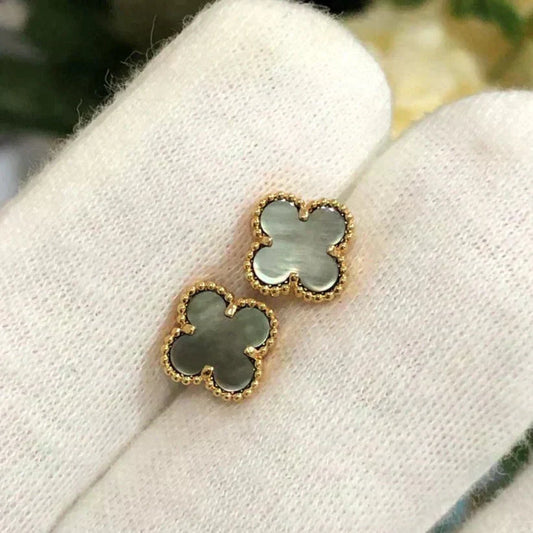 [⭐Hinora Jewelry]CLOVER MINI 9.5MM GRAY MOP EARRINGS