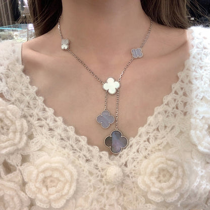 [⭐Hinora Jewelry]CLOVER MOP CHALCEDONY NECKLACE SILVER 6 MOTIF
