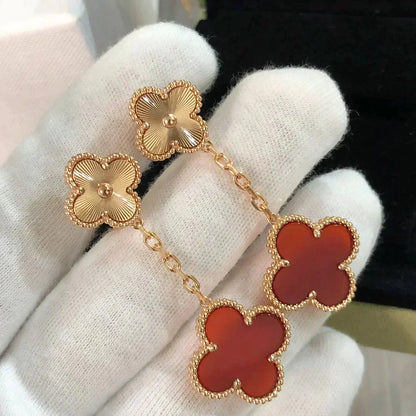 [⭐Hinora Jewelry]CLOVER 2 MOTIF  LASER CARNELIAN EARRINGS