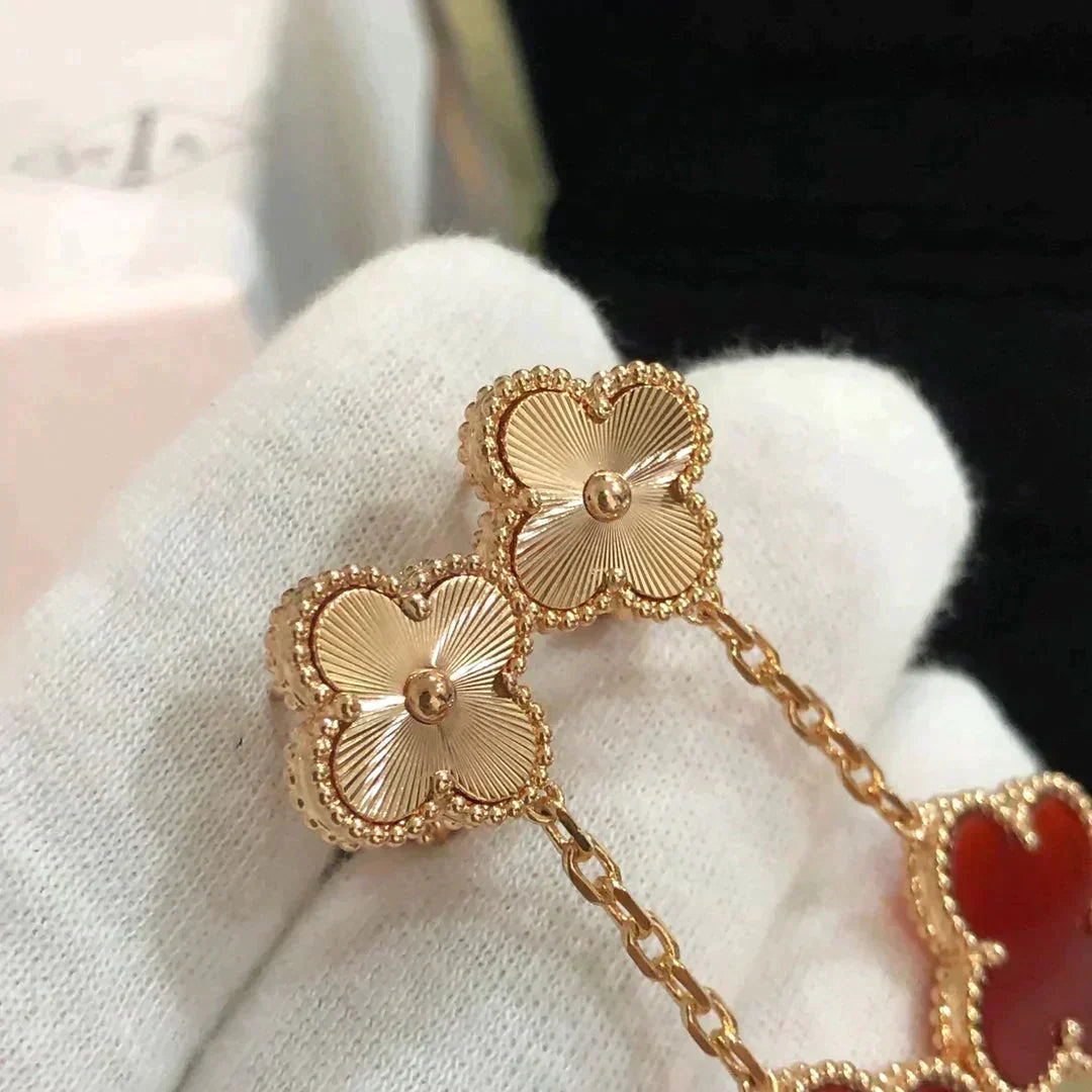 [⭐Hinora Jewelry]CLOVER 2 MOTIF  LASER CARNELIAN EARRINGS