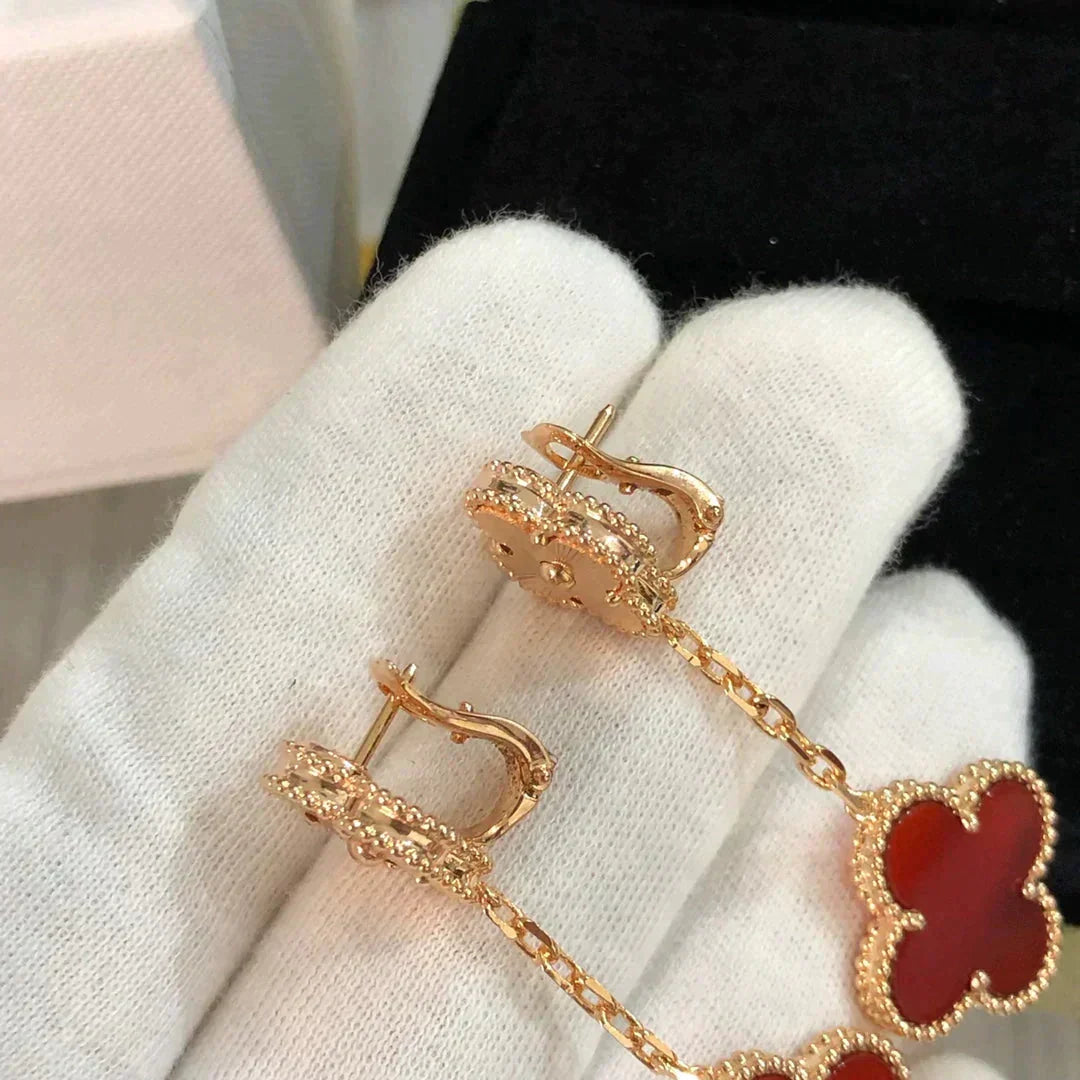 [⭐Hinora Jewelry]CLOVER 2 MOTIF  LASER CARNELIAN EARRINGS