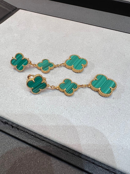 [⭐Hinora Jewelry]CLOVER MALACHITE 3 MOTIFS GOLD
