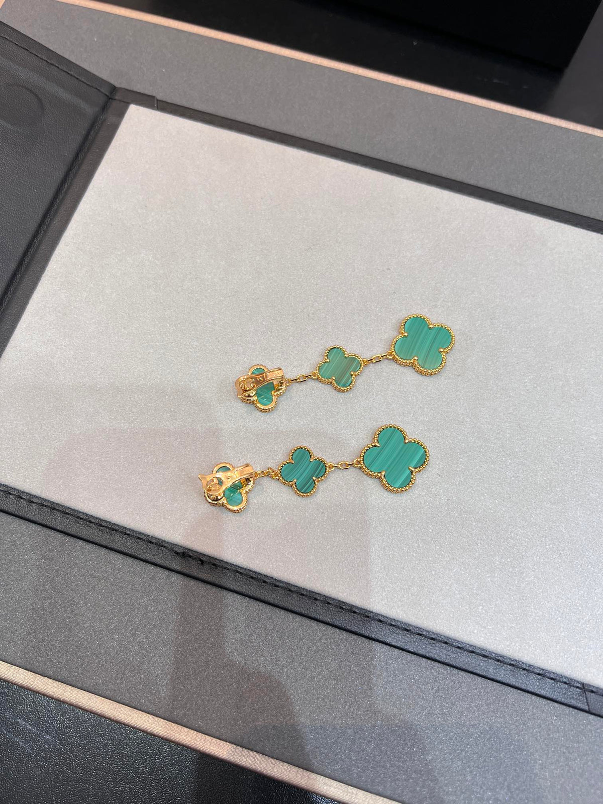[⭐Hinora Jewelry]CLOVER MALACHITE 3 MOTIFS GOLD