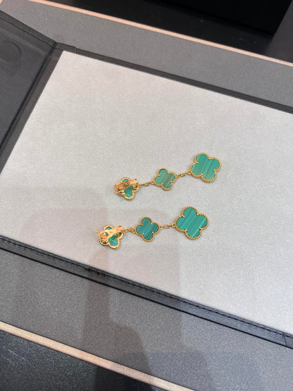 [⭐Hinora Jewelry]CLOVER MALACHITE 3 MOTIFS GOLD