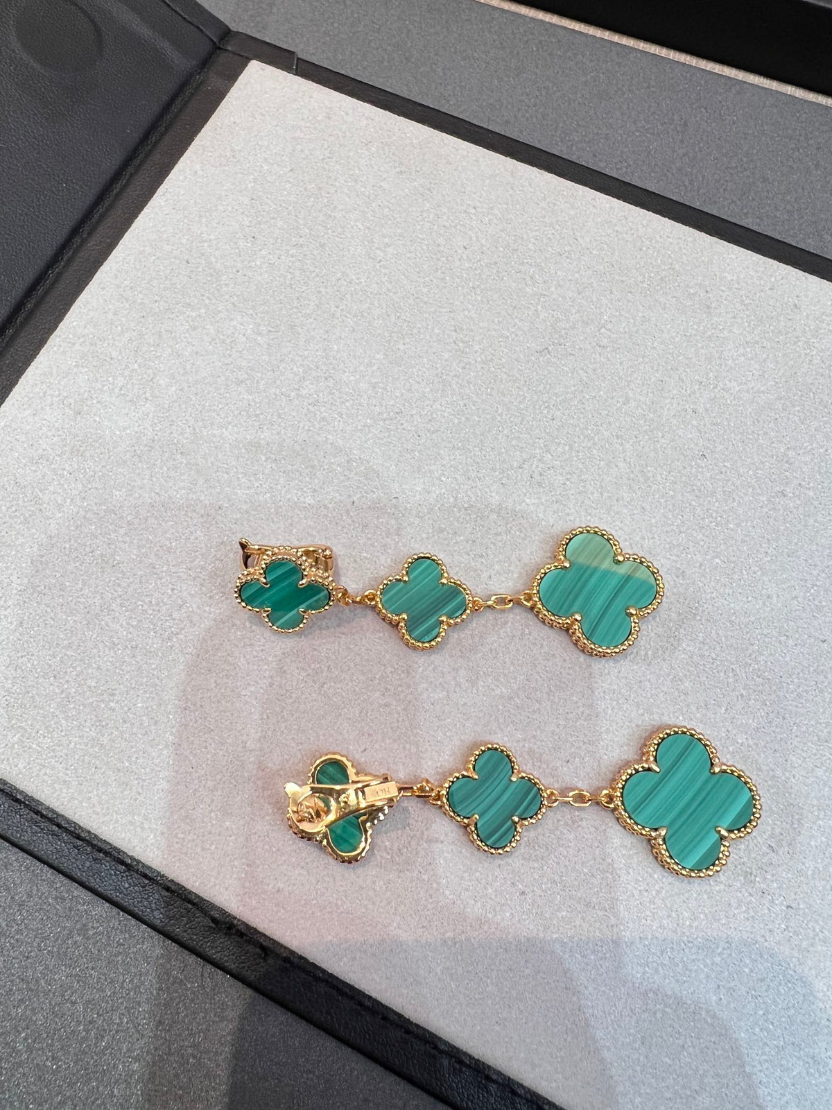 [⭐Hinora Jewelry]CLOVER MALACHITE 3 MOTIFS GOLD