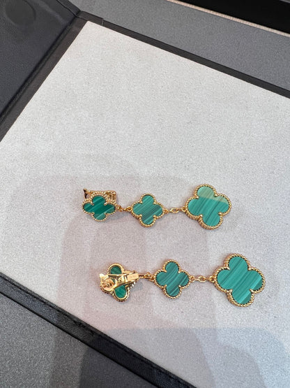 [⭐Hinora Jewelry]CLOVER MALACHITE 3 MOTIFS GOLD