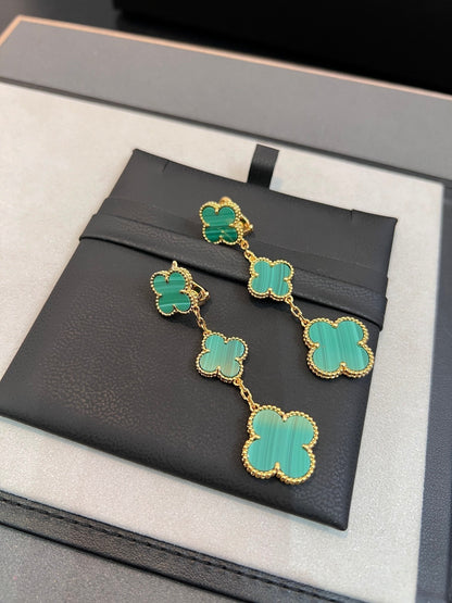 [⭐Hinora Jewelry]CLOVER MALACHITE 3 MOTIFS GOLD