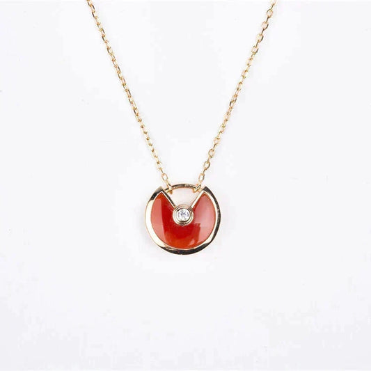 [⭐Hinora Jewelry]AMULETTE GOLD CARNELIAN ONYX NECKLACE