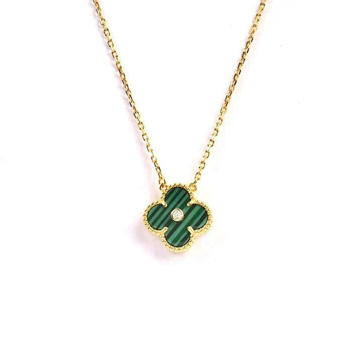 [⭐Hinora Jewelry]CLOVER 15MM DIAMOND TURQUOISE NECKLACE