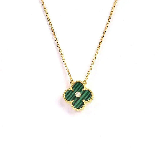 [⭐Hinora Jewelry]CLOVER 15MM DIAMOND TURQUOISE NECKLACE
