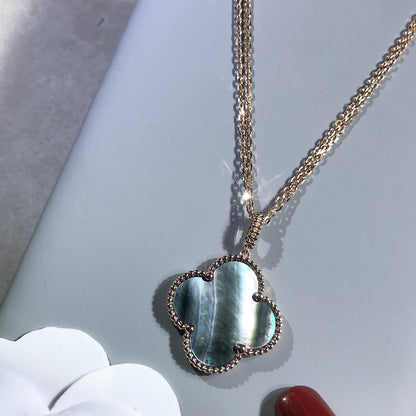 [⭐Hinora Jewelry]CLOVER 25MM GOLD DARK MOP BIG CLOVER NECKLACE