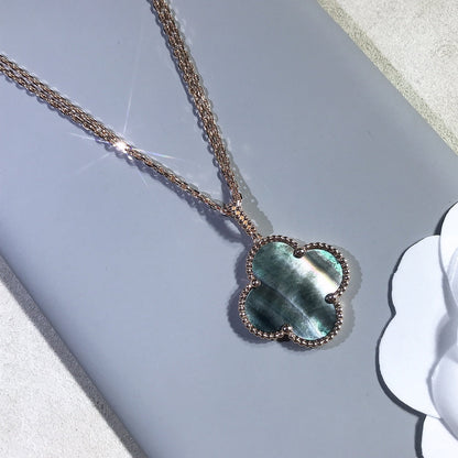 [⭐Hinora Jewelry]CLOVER 25MM GOLD DARK MOP BIG CLOVER NECKLACE